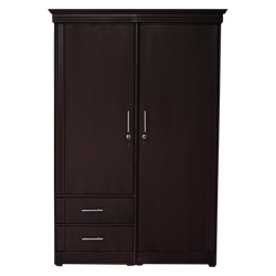 Show details for 2 Door Wardrobe - Dark Brown Picture of 2 Door Wardrobe - Dark Brown