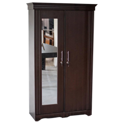 Show details for 2 Door Wardrobe with Mirror - Brown Picture of 2 Door Wardrobe with Mirror - Brown