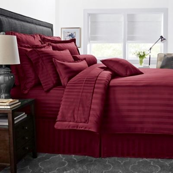 Picture of Self Striped Bed Sheet (Maroon color)