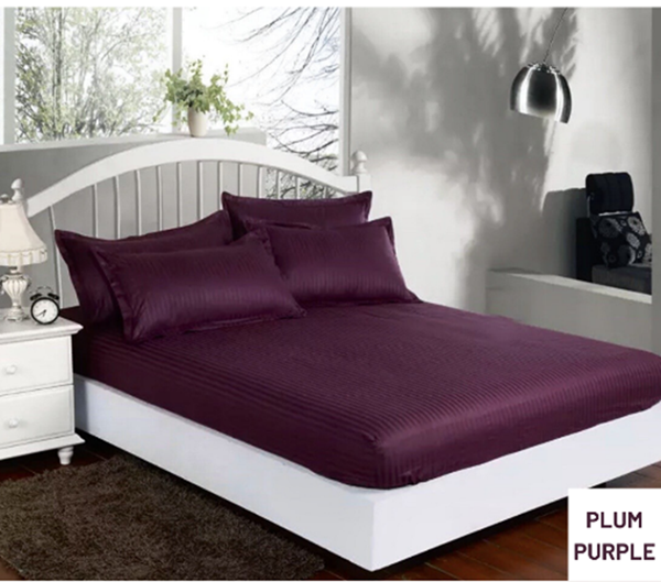 Picture of Self Striped Bed Sheet (Plum Purple color)