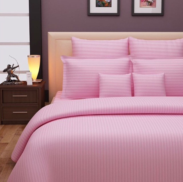 Picture of Self Striped Bed Sheet (Pink color)