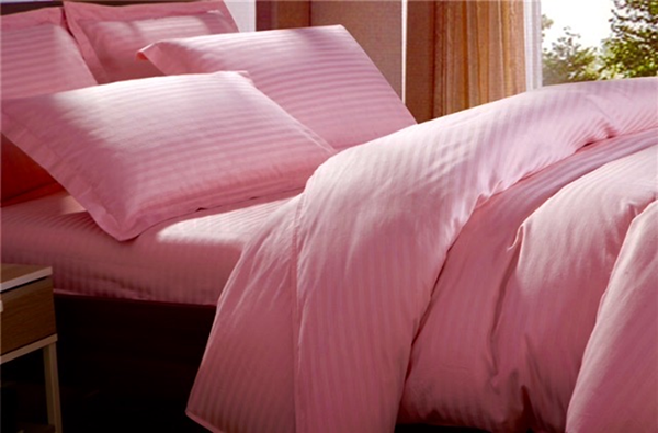 Picture of Self Striped Bed Sheet (Dark Peach color)