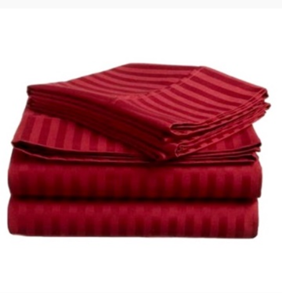 Picture of Self Striped Bed Sheet (Red color)