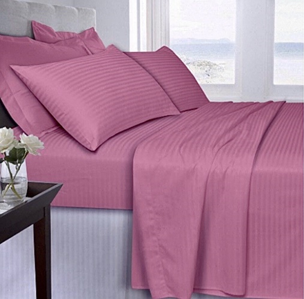 Picture of Self Striped Bed Sheet (Dark Pink color)