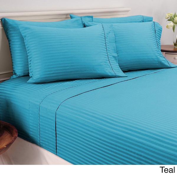 Picture of Self Striped Bed Sheet (Turqouise Blue color)