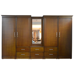 Picture of 5 Unit Wardrobe with Mirror - Teak Colour